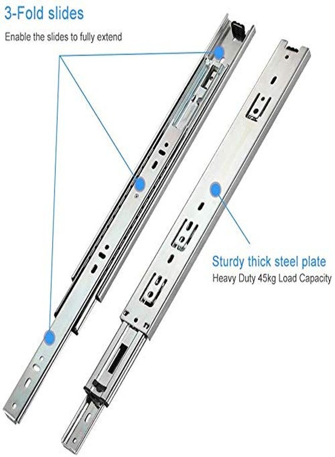 Lapo 10-Inch Heavy-Duty Mild Steel Drawer Channel Slides for Kitchen and Wardrobe - Telescopic Design, 45kg Capacity(Silver, Pack of 1 Set) - Image 5